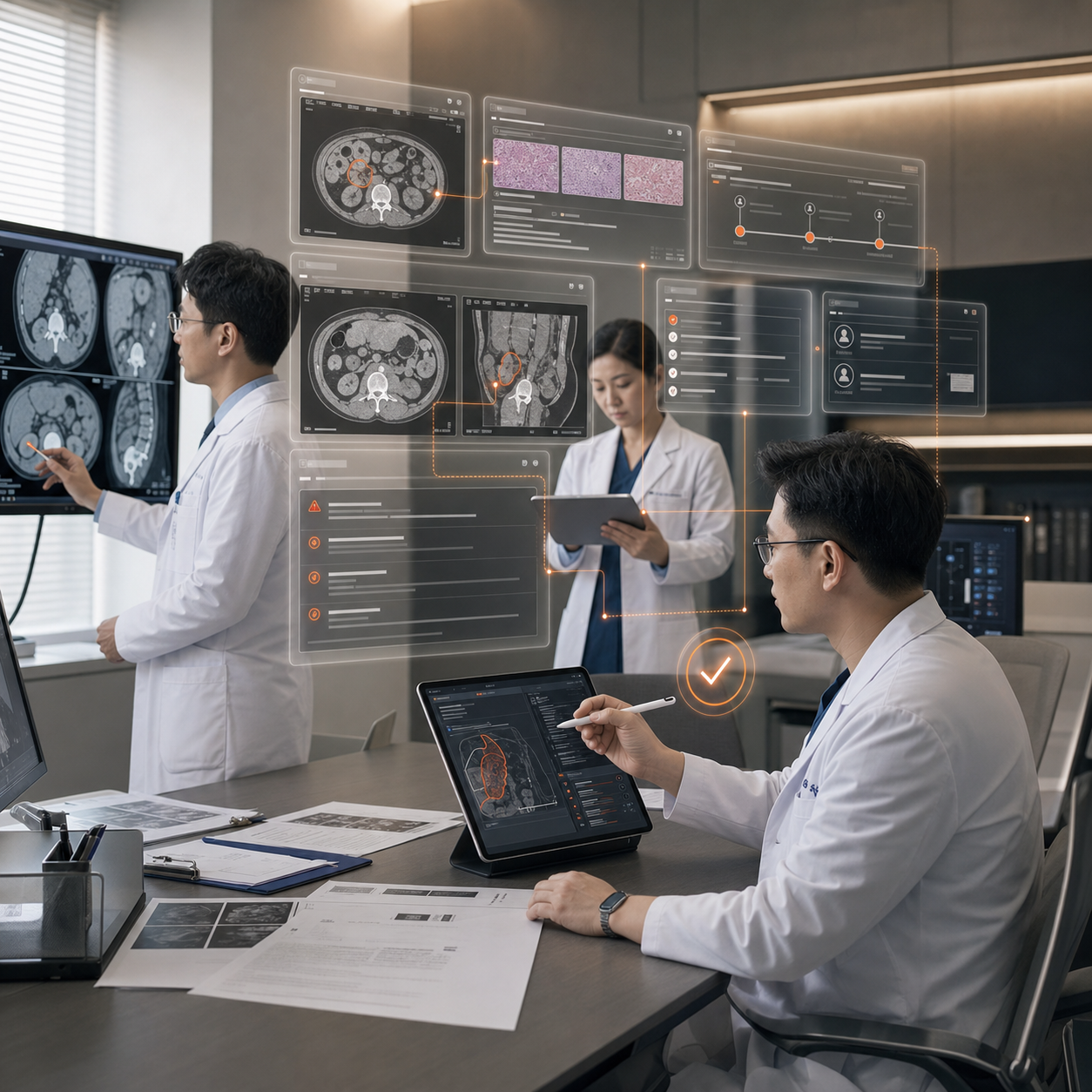 临床团队使用 AI 辅助分析结直肠癌诊疗资料